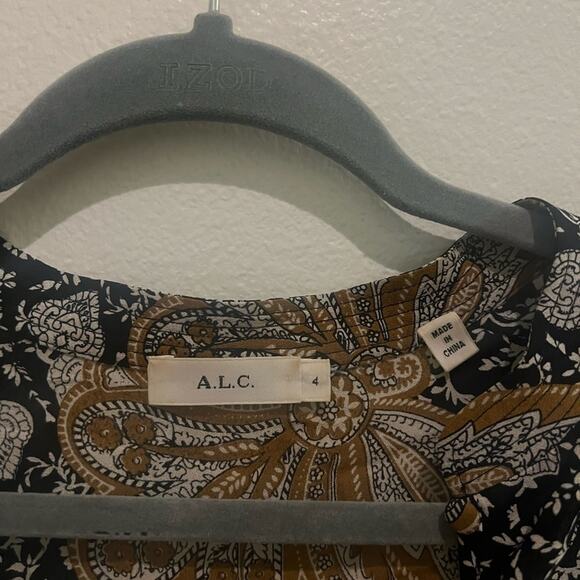 A.L.C Lox Neutral Printed Silk Top Size 4 - Picture 6 of 9